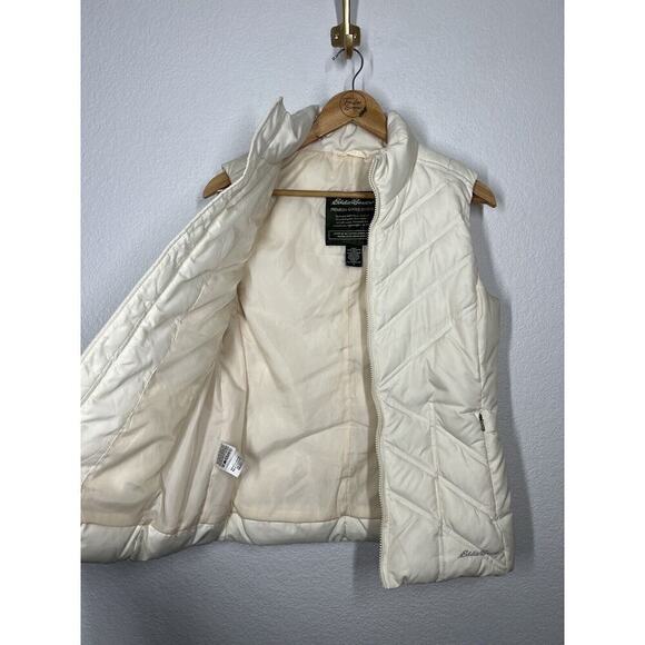 Eddie Bauer Womens Premium Goose Down Vest Small S Ivory - Picture 3 of 6